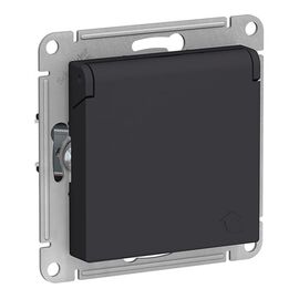  Розетка Schneider Electric AtlasDesign ATN001046 с заземл., механизм, Карбон 