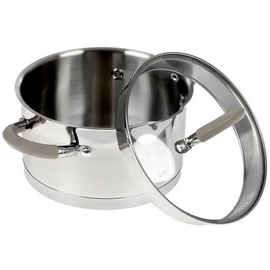  Кастрюля LARA LR02-341 (нерж) серия <Берлин> 2,4л 18x10см капс.дно, шкала, силик.накл, крыш.-дуршлаг 