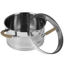  Кастрюля LARA LR02-342 (нерж) серия <Берлин> 3,1л 20x11см капс.дно, шкала, силик.накл, крыш.-дуршлаг 