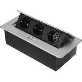  Блок розеток выдвижной Inrior TORO-01-80 на 3 Euro розетки, серый 