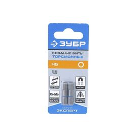  Биты ЗУБР Эксперт 26017-5-25-2 торсионные кованые, обточенные, хромомолибденовая сталь, тип хвостовика C 1/4, HEX5, 25мм, 2шт 