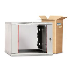  Шкаф коммутационный ЦМО ШРН-Э-18.500 серый 18U 600x520мм пер.дв.стекл несъемн.бок.пан. 